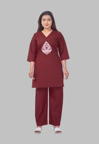 JHAROKHA MAROON AARIWORK CO-ORD SET
