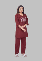 KUTUMBH MAROON AARIWORK CO-ORD SET