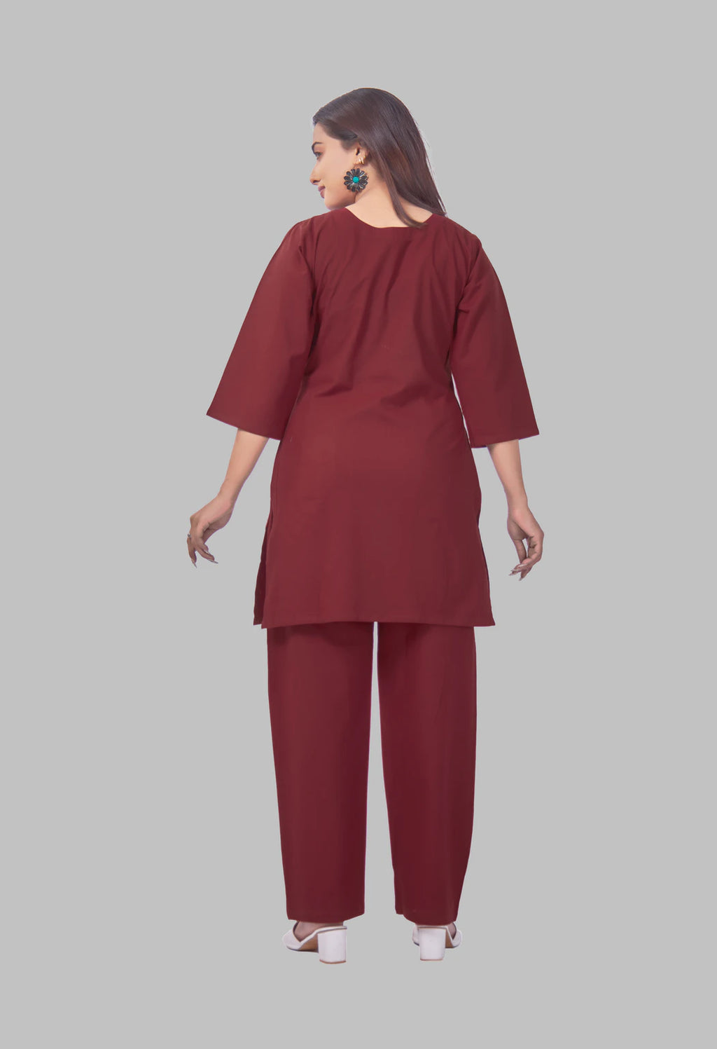 KUTUMBH MAROON AARIWORK CO-ORD SET