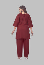 KUTUMBH MAROON AARIWORK CO-ORD SET