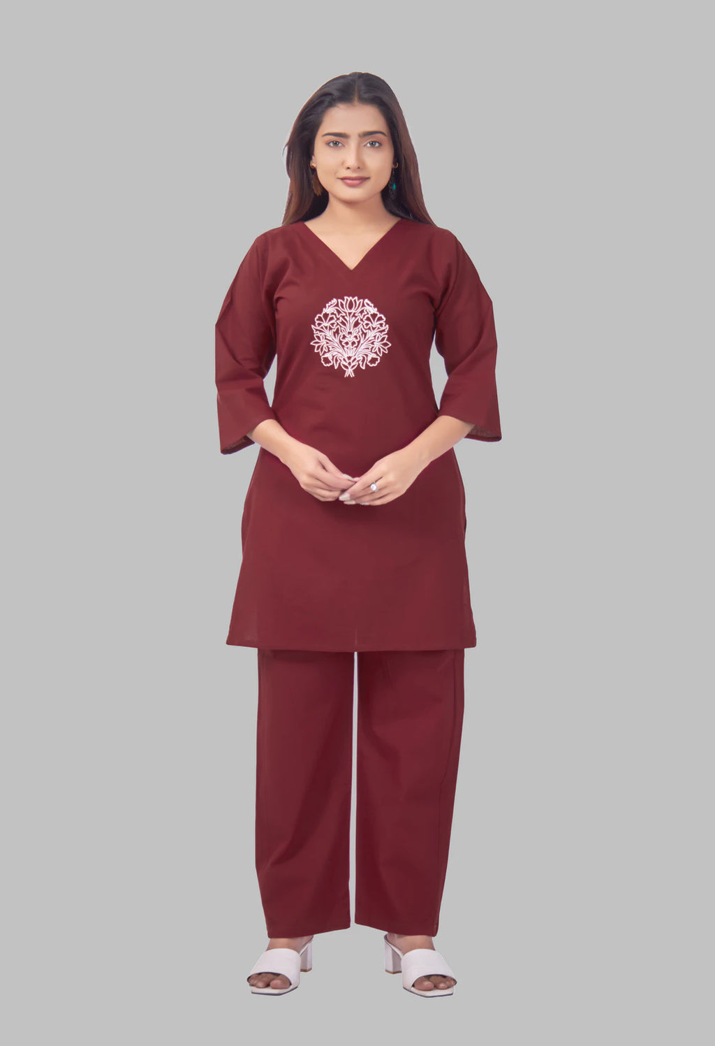 WOMEN MAROON COTTON PANT