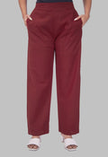 WOMEN MAROON COTTON PANT
