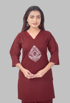 JHAROKHA MAROON AARIWORK CO-ORD SET