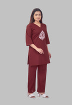 JHAROKHA MAROON AARIWORK CO-ORD SET