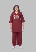KUTUMBH MAROON AARIWORK CO-ORD SET