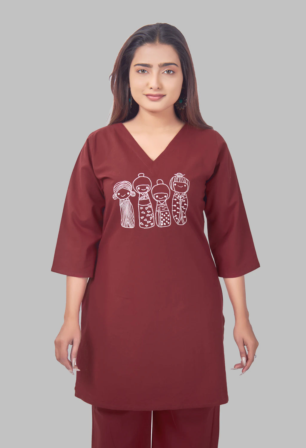 KUTUMBH MAROON AARIWORK CO-ORD SET
