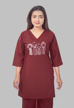 KUTUMBH MAROON AARIWORK CO-ORD SET