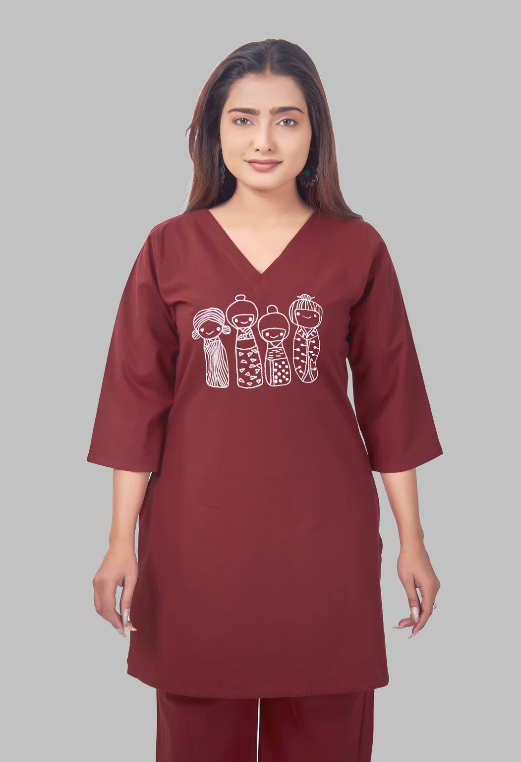 KUTUMBH MAROON AARIWORK CO-ORD SET