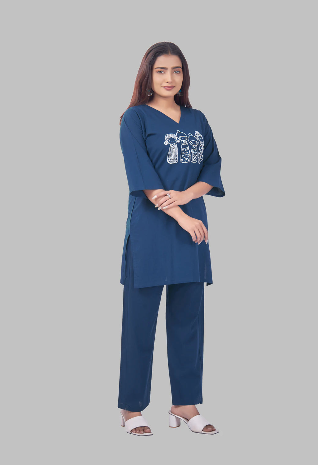 KUTUMBH PEACOCK BLUE AARIWORK CO-ORD SET