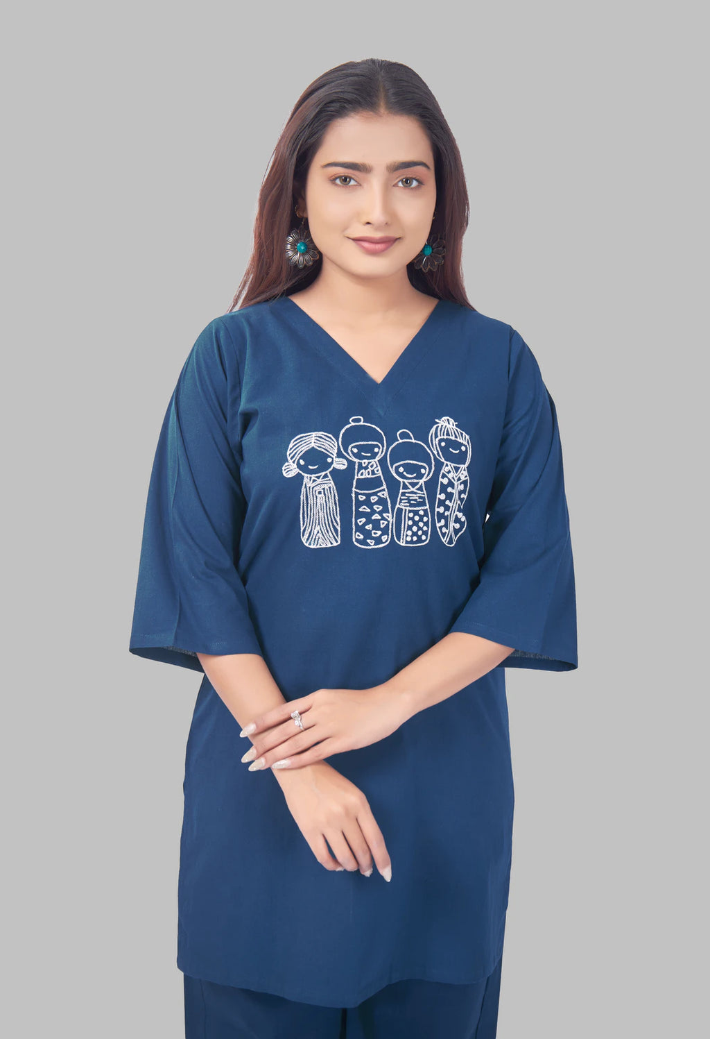 KUTUMBH PEACOCK BLUE AARIWORK CO-ORD SET