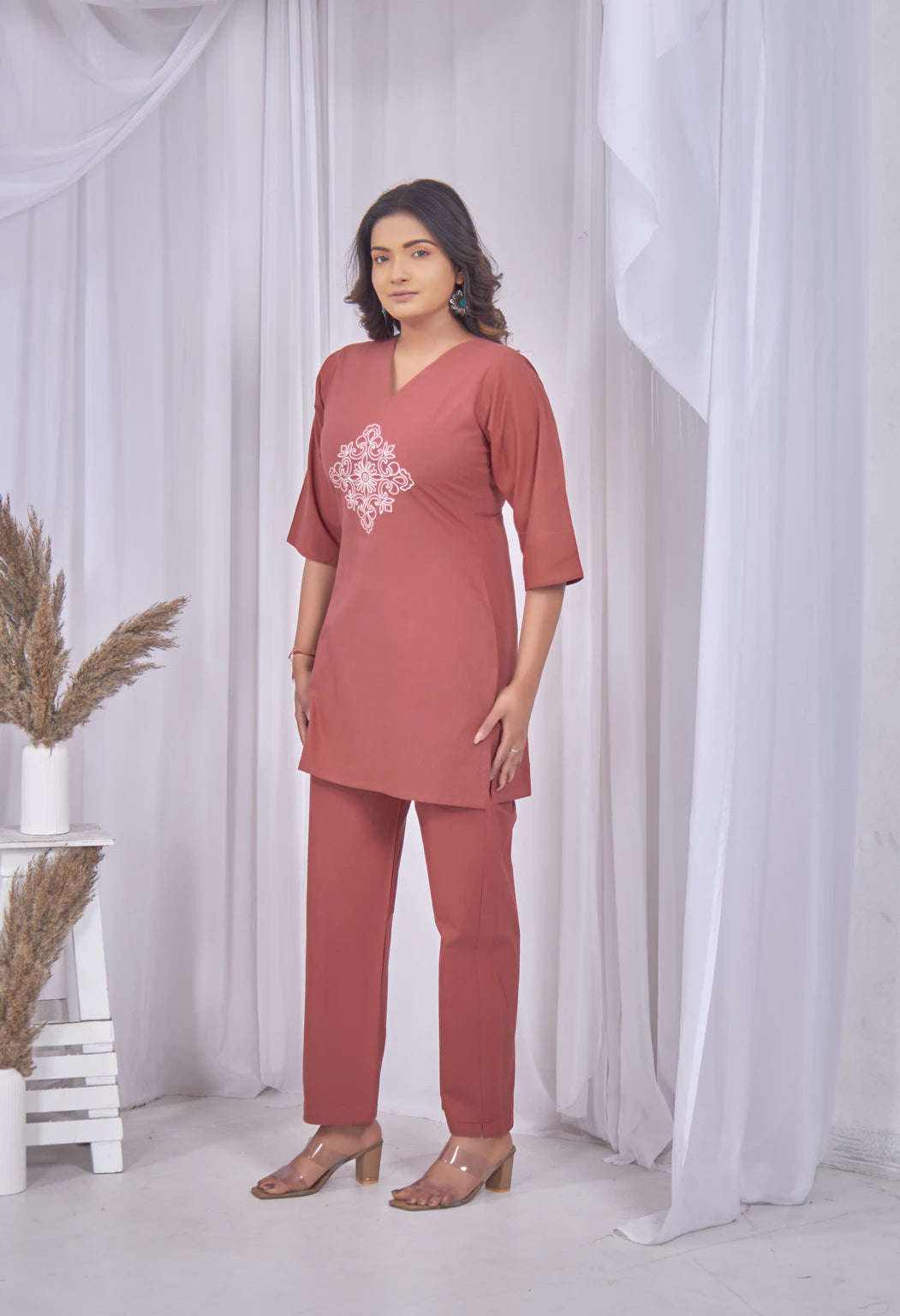 VINTAGE VINE TERRACOTTA AARIWORK CO-ORD SET