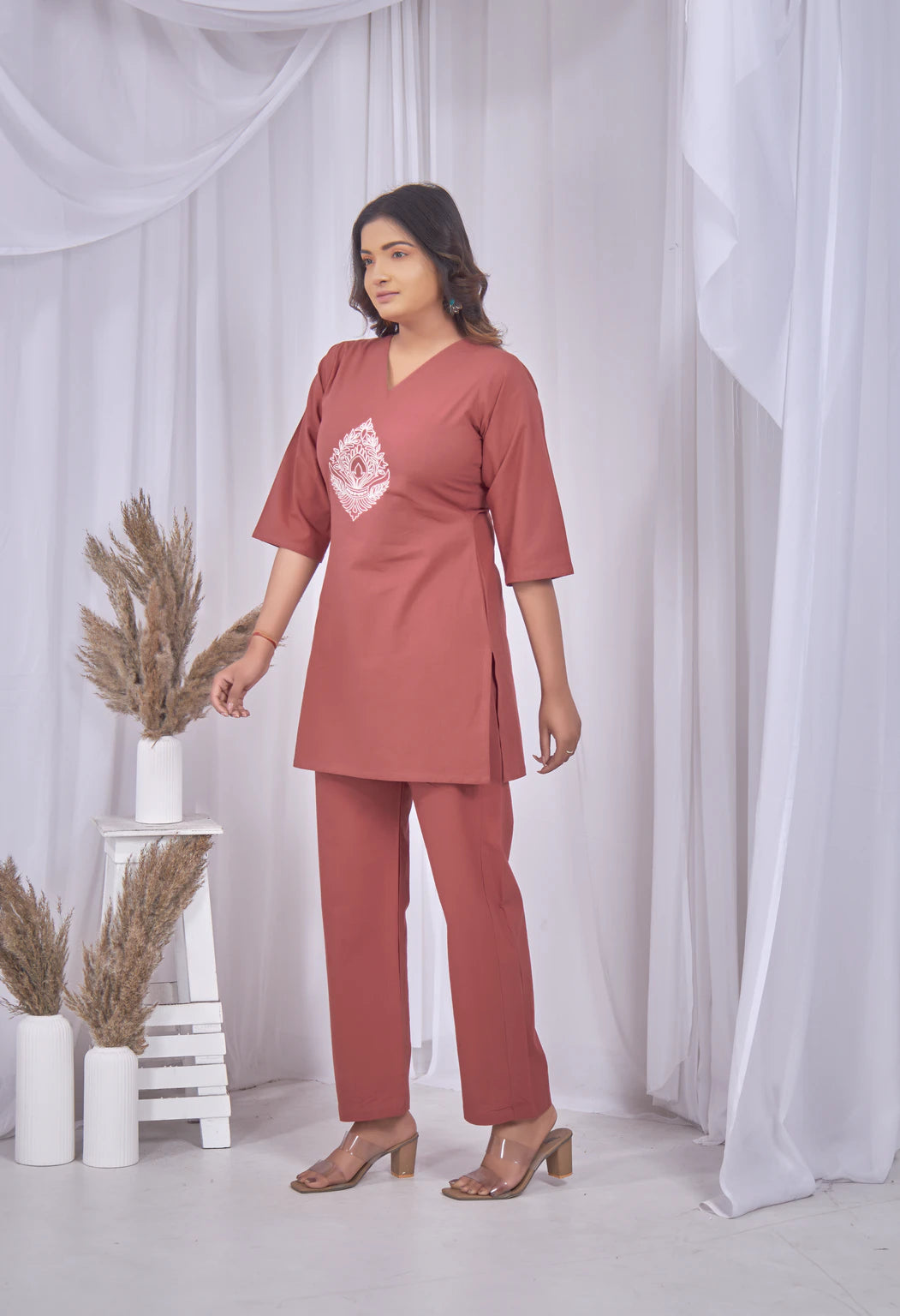 WOMEN TERRACOTTA COTTON PANT