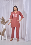 KUTUMBH TERRACOTTA AARIWORK CO-ORD SET