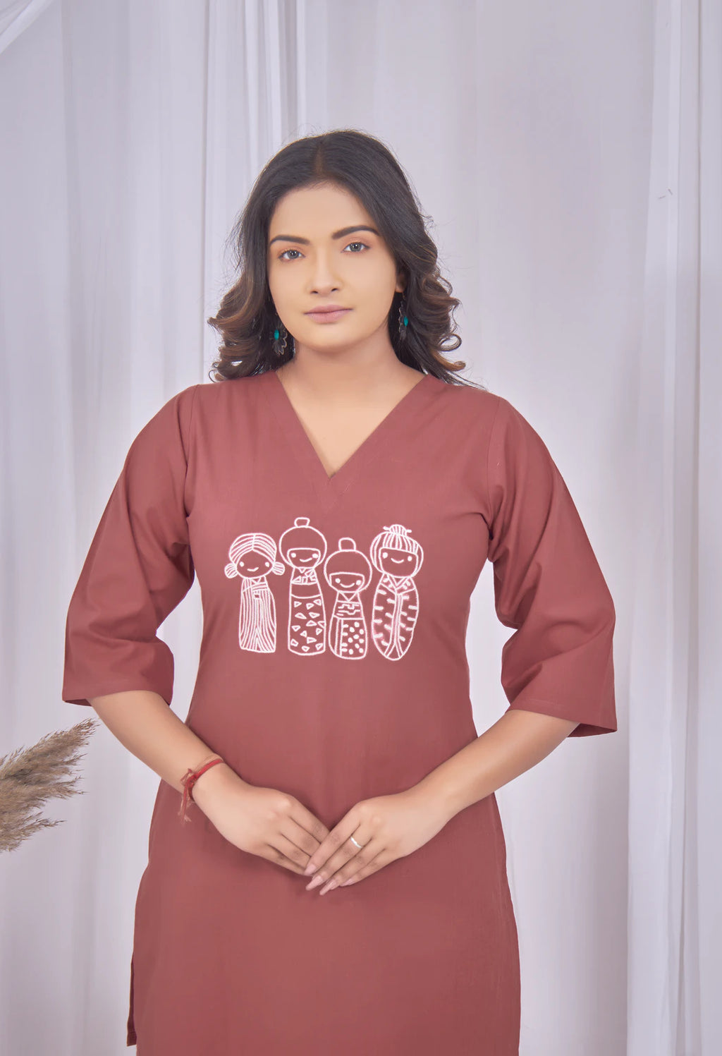 KUTUMBH TERRACOTTA AARIWORK CO-ORD SET