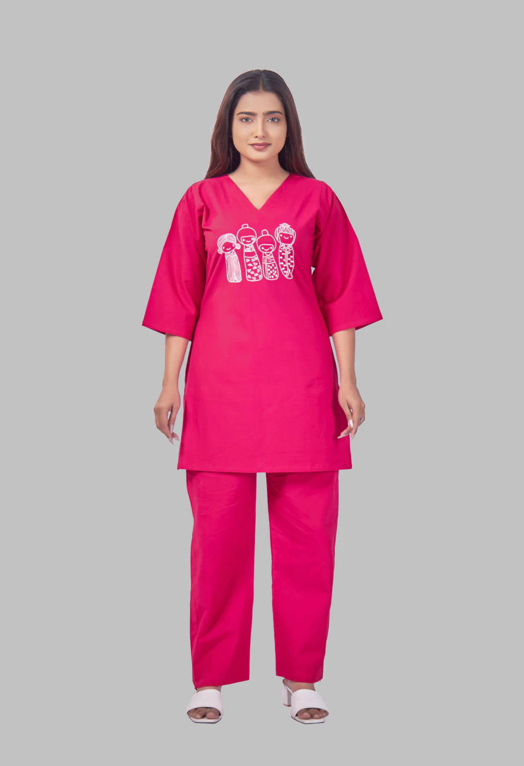 KUTUMBH HOT PINK AARIWORK CO-ORD SET