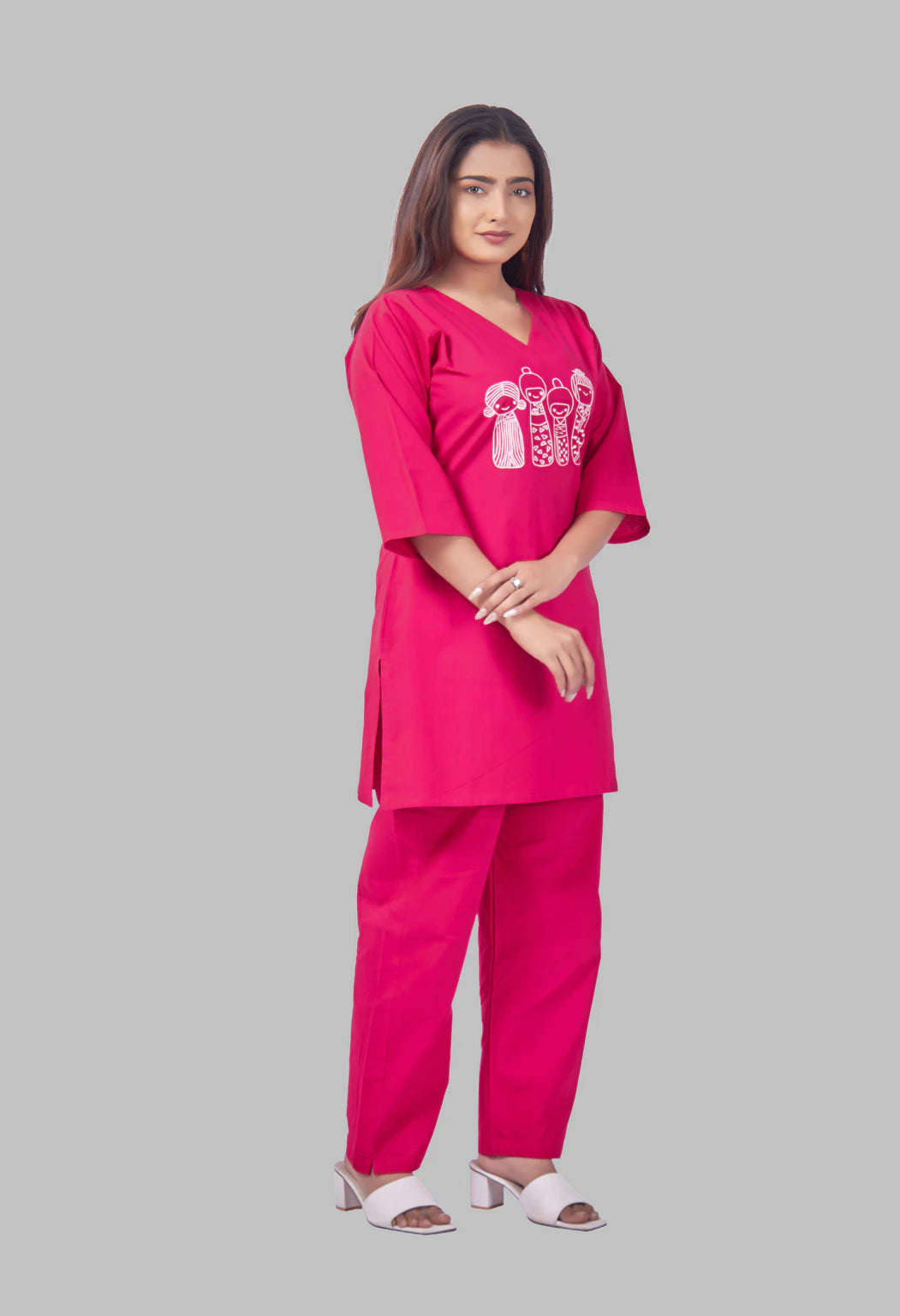 KUTUMBH HOT PINK AARIWORK CO-ORD SET