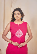 AARI HOT PINK JHAROKHA SLEEVELESS SET