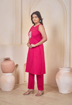 AARI HOT PINK JHAROKHA SLEEVELESS SET