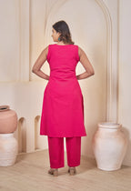 AARI HOT PINK JHAROKHA SLEEVELESS SET