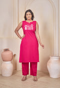 AARI HOT PINK KUTUMBH SLEEVELESS SET