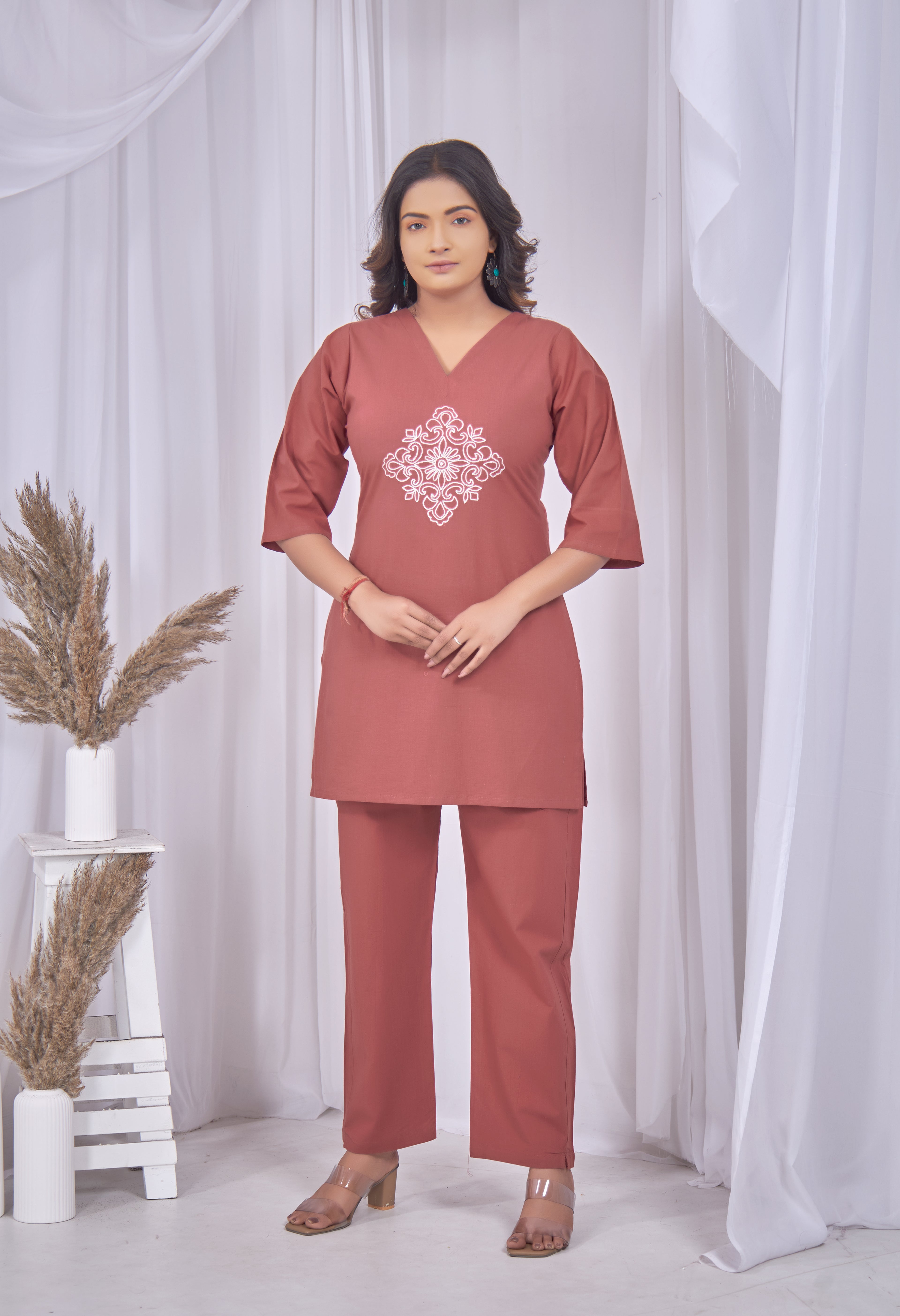 VINTAGE VINE TERRACOTTA AARIWORK CO-ORD SET