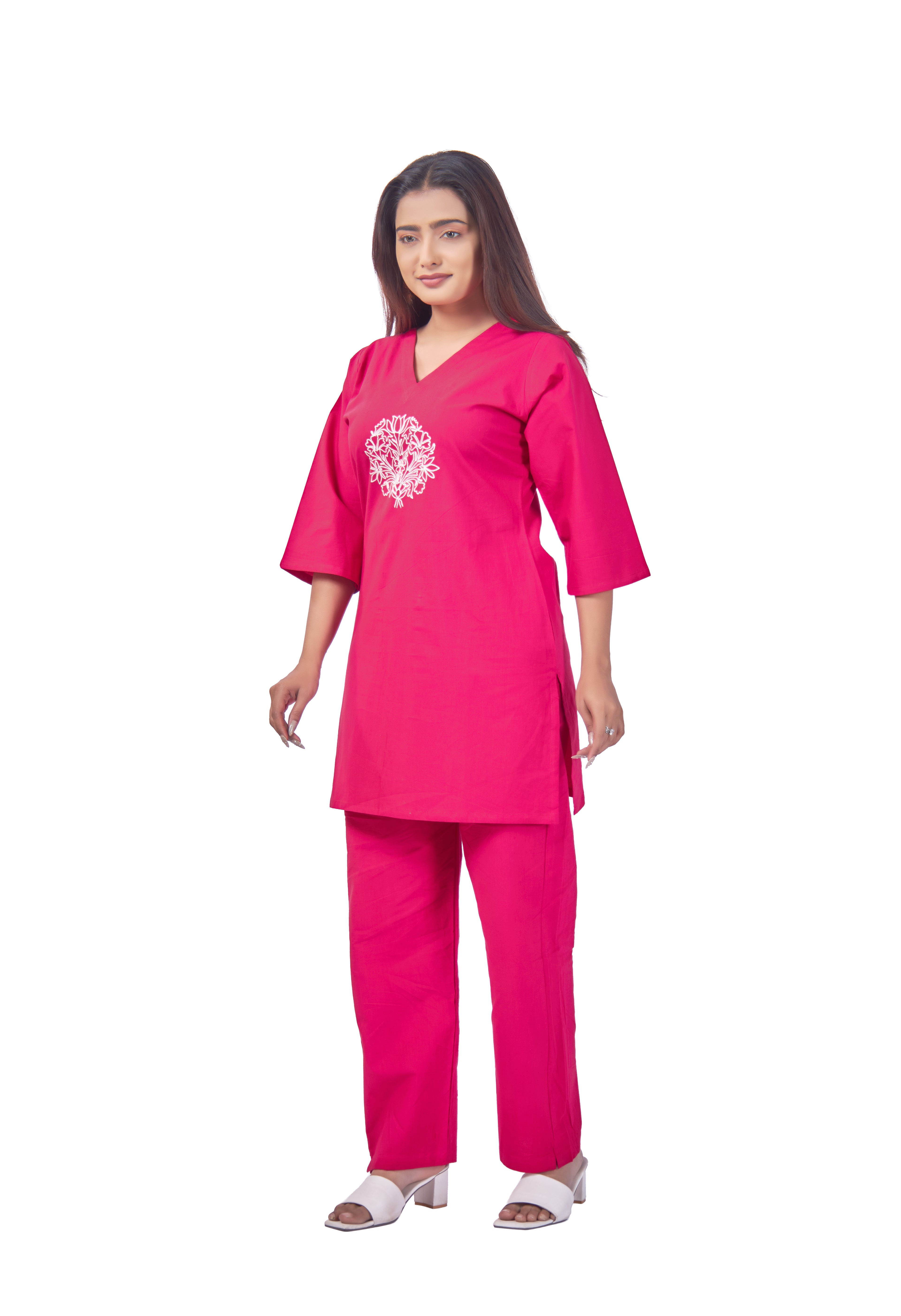 WOMEN HOT PINK COTTON PANT