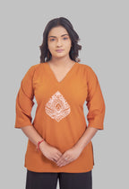 JHAROKHA RUST AARI SUMMER SHORT KURTA