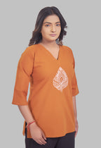 JHAROKHA RUST AARI SUMMER SHORT KURTA
