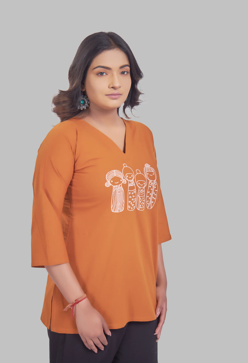 AARI KUTUMBH RUST SUMMER SHORT KURTA