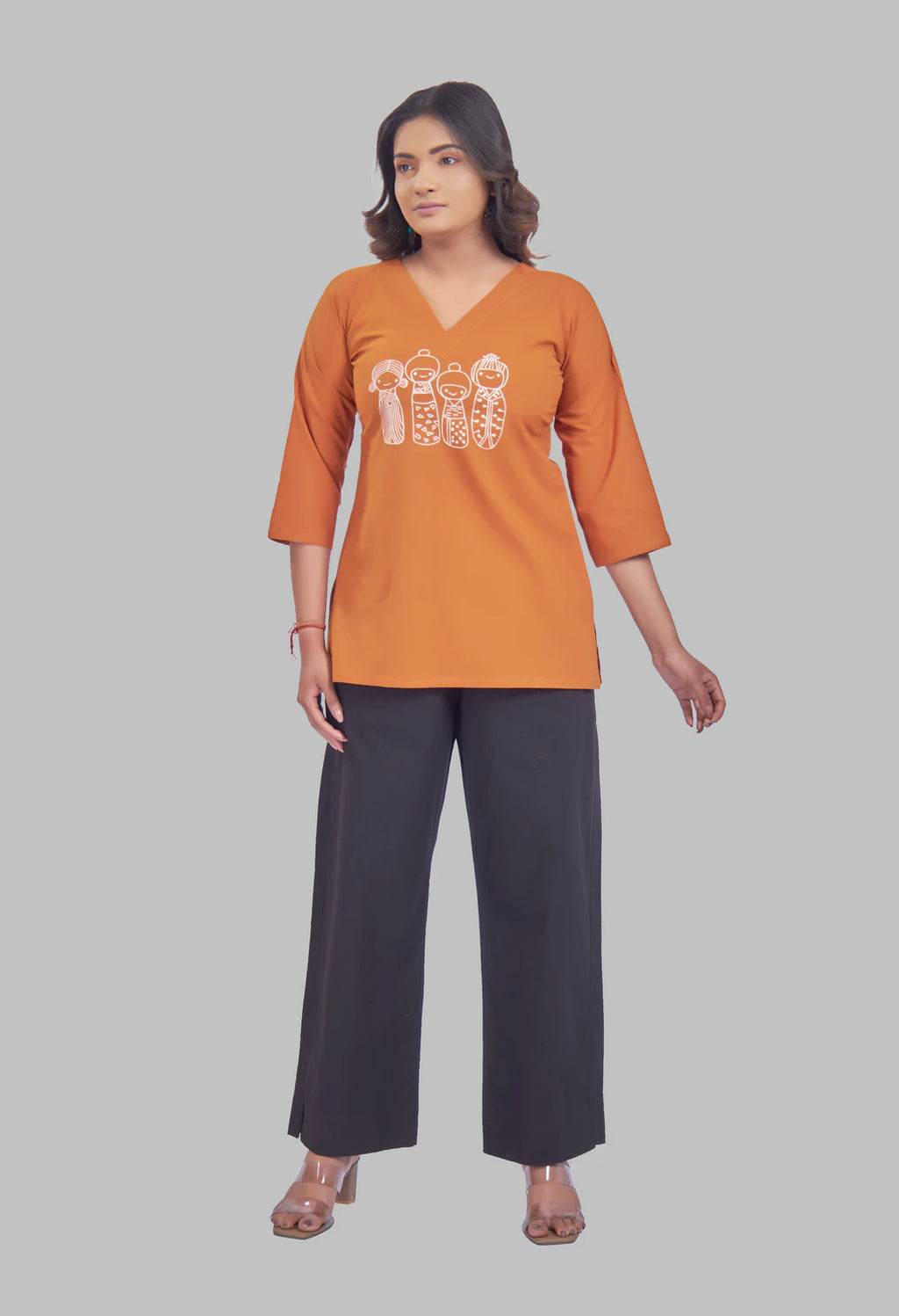 AARI KUTUMBH RUST SUMMER SHORT KURTA