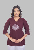 LOTUS BLOOM WINE AARI SUMMER SHORT KURTA