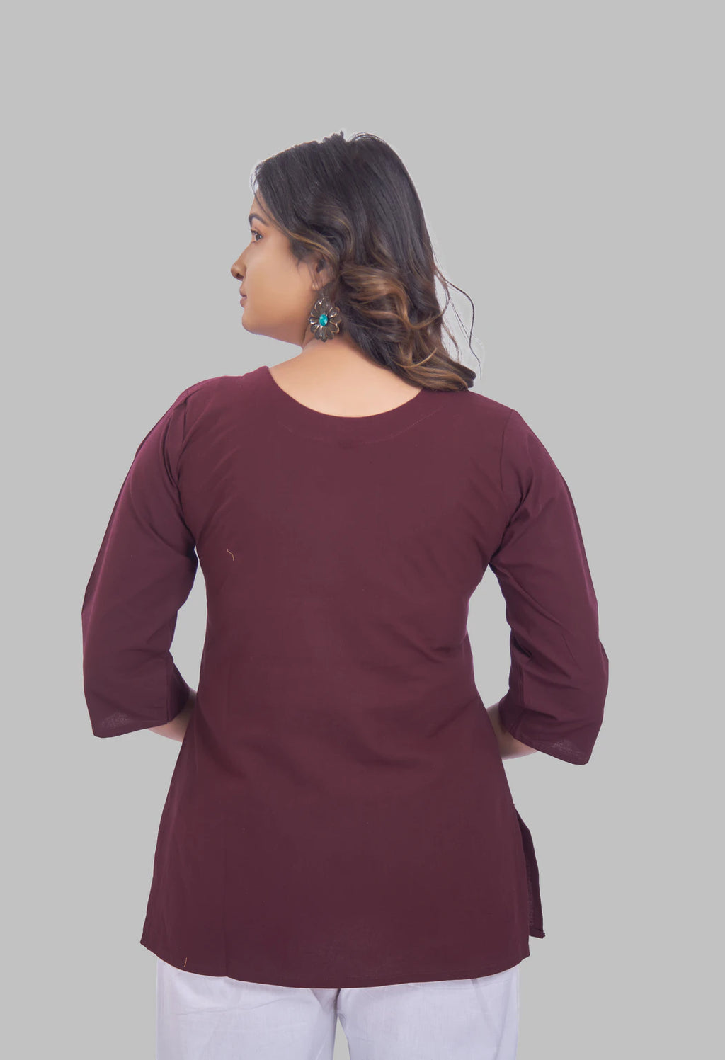 LOTUS BLOOM WINE AARI SUMMER SHORT KURTA